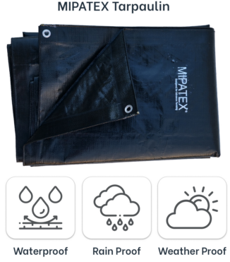 Mipatex Tarpaulin / Tirpal 11 Feet x 18 Feet 150 GSM (Black)