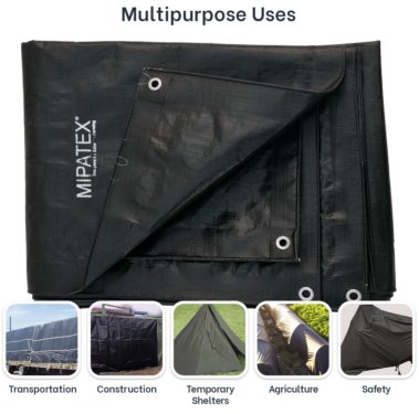 Mipatex Tarpaulin / Tirpal 11 Feet x 9 Feet 150 GSM (Black)