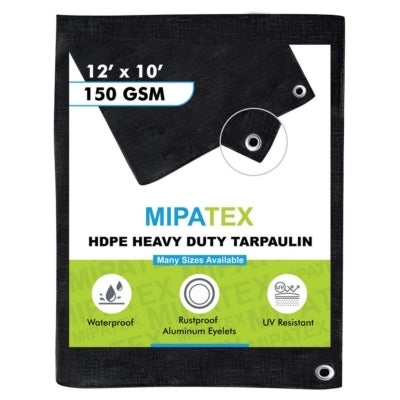 Mipatex Tarpaulin / Tirpal 11 Feet x 10 Feet 150 GSM (Black)