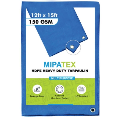 Mipatex Tarpaulin / Tirpal 11 Feet x 15 Feet 150 GSM (Blue)