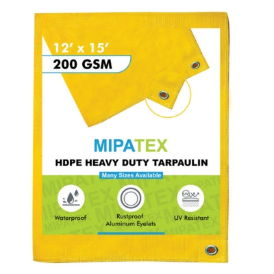 Mipatex Tarpaulin / Tirpal 11 Feet x 15 Feet 200 GSM (Yellow)