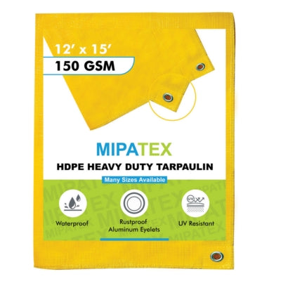 Mipatex Tarpaulin / Tirpal 11 Feet x 15 Feet 150 GSM (Yellow)