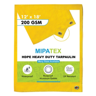 Mipatex Tarpaulin / Tirpal 11 Feet x 18 Feet 200 GSM (Yellow)