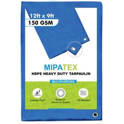 Mipatex Tarpaulin / Tirpal 11 Feet x 9 Feet 150 GSM (Blue)