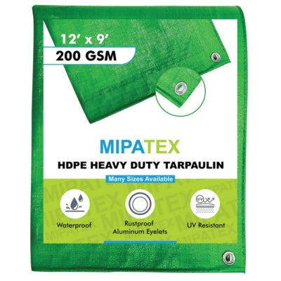 Mipatex Tarpaulin / Tirpal 11 Feet x 9 Feet 200 GSM (Green/White)