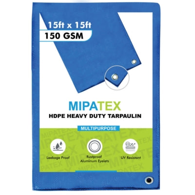 Mipatex Tarpaulin / Tirpal 14 Feet x 15 Feet 150 GSM (Blue)