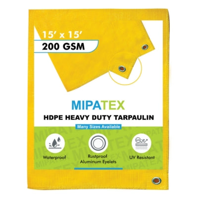 Mipatex Tarpaulin / Tirpal 14 Feet x 15 Feet 200 GSM (Yellow)