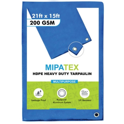 Mipatex Tarpaulin / Tirpal 21 Feet x 15 Feet 200 GSM (Blue)