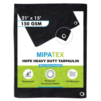 Mipatex Tarpaulin / Tirpal 21 Feet x 15 Feet 150 GSM (Black)