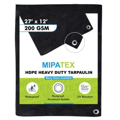 Mipatex Tarpaulin / Tirpal 27 Feet x 12 Feet 200 GSM (Black)