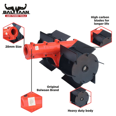 Balwaan Tiller Attachment 28mm Straight Type - Heavy (Black)