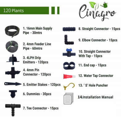 Mipatex Drip Irrigation Garden Watering Kit (120 Plants)