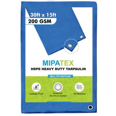 Mipatex Tarpaulin / Tirpal 30 Feet x 15 Feet 200 GSM (Blue)