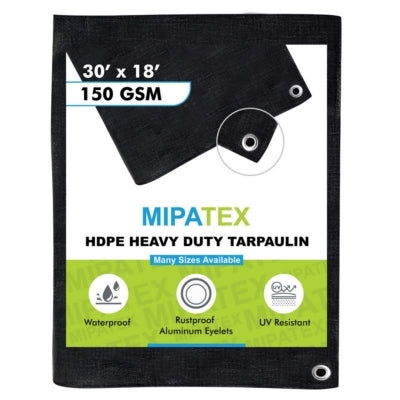 Mipatex Tarpaulin / Tirpal 30 Feet x 18 Feet 150 GSM (Black)
