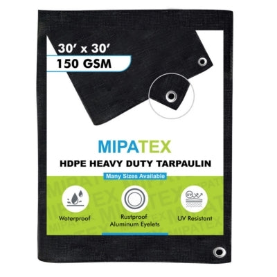 Mipatex Tarpaulin / Tirpal 29 Feet x 30 Feet 150 GSM (Black)