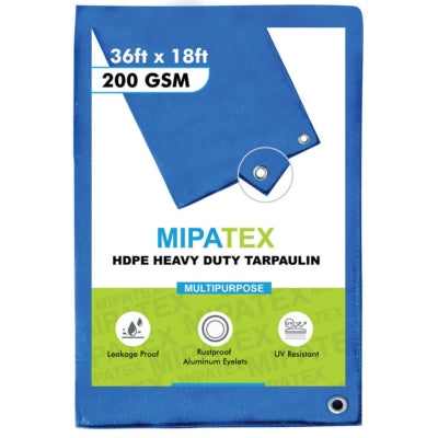 Mipatex Tarpaulin / Tirpal 36 Feet x 18 Feet 200 GSM (Blue)