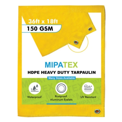 Mipatex Tarpaulin / Tirpal 36 Feet x 18 Feet 150 GSM (Yellow)
