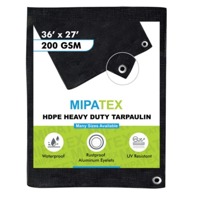 Mipatex Tarpaulin / Tirpal 36 Feet x 27 Feet 200 GSM (Black)