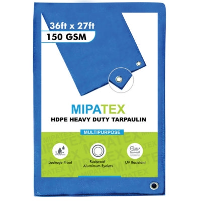 Mipatex Tarpaulin / Tirpal 36 Feet x 27 Feet 150 GSM (Blue)