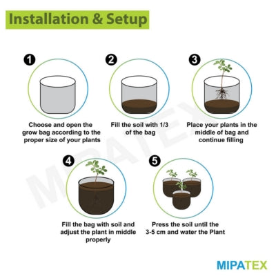 Mipatex Woven Fabric Grow Bags 6 x 6 inch