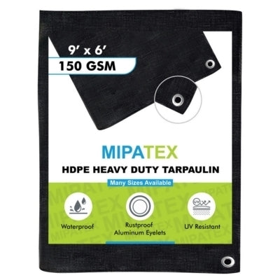 Mipatex Tarpaulin / Tirpal 9 Feet x 6 Feet 150 GSM (Black)