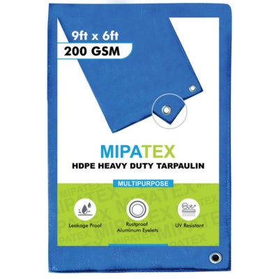 Mipatex Tarpaulin / Tirpal 9 Feet x 6 Feet 200 GSM (Blue)