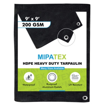 Mipatex Tarpaulin / Tirpal 8 Feet x 9 Feet 200 GSM (Black)