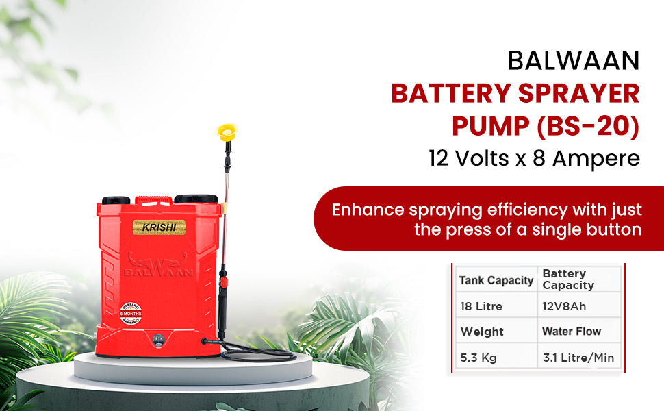 Balwaan Krishi Battery Sprayer (12x8) BS-20  | High Pressure up to 15 feet Spray