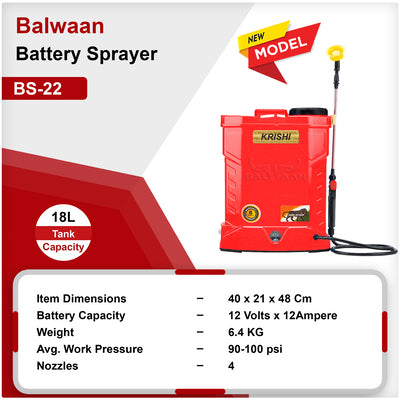 Balwaan Krishi Battery Sprayer - 2 in 1 (12x8) BS-21 (40 Pieces)