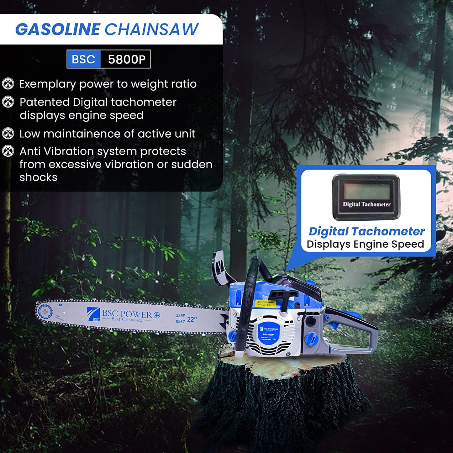 Petrol Power Plus Chainsaw 22 inch BSC 5800P