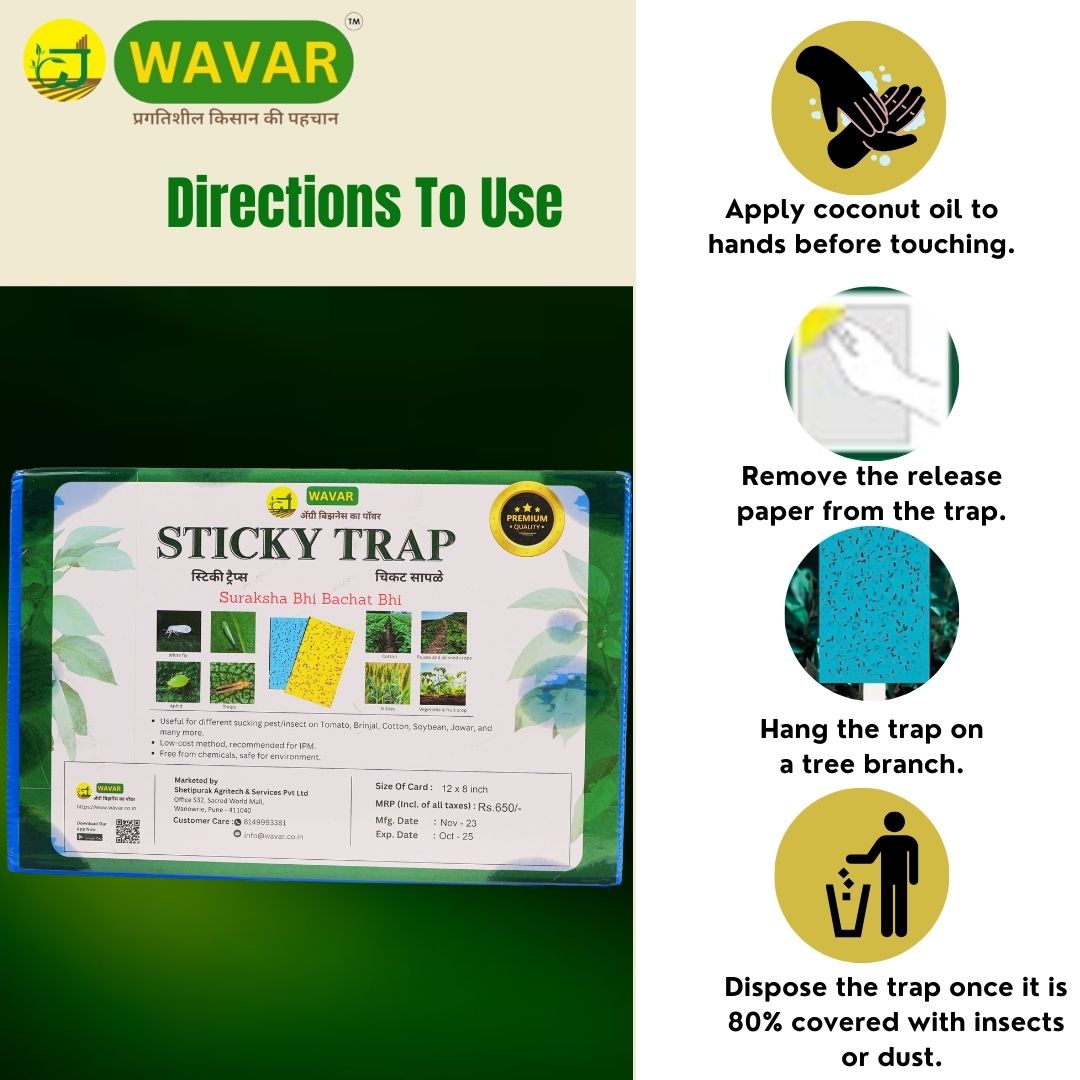 Wavar Blue Sticky Trap for Pest, Thrips, Aphids, Leaf Miner, Jassids, & All Harmful Flying Insects  25 sheet in bundle