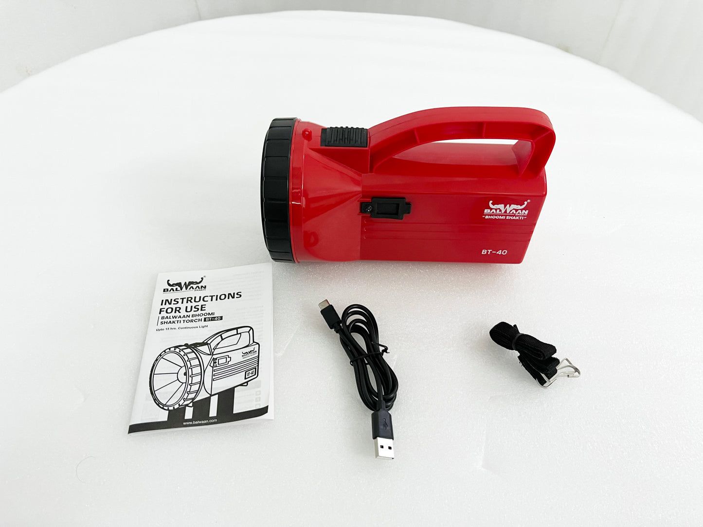 Balwaan Bhoomi Shakti Torch 5W BT-40 | 5 Watt Long Beam 4000mAH li-ion Battery | for Agricultural Activities, Outdoor Activities, Home use | Get a Charging Cabel Free|BT-40