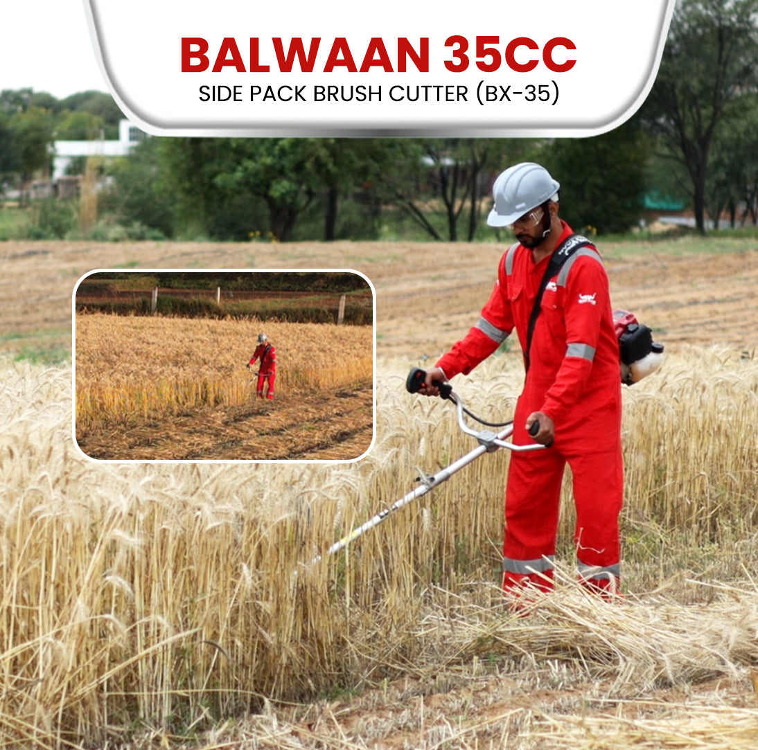 Balwaan Krishi Brush Cutter 35cc Petrol Engine 4 Stroke Side Pack Crop Cutter BX-35