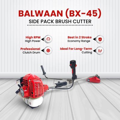 Balwaan Side Pack 2-Stroke Brush Cutter BX-45 | 41.5cc 2-Stroke Petrol Engine | Professional Trimmer with Diamond Cut Blade