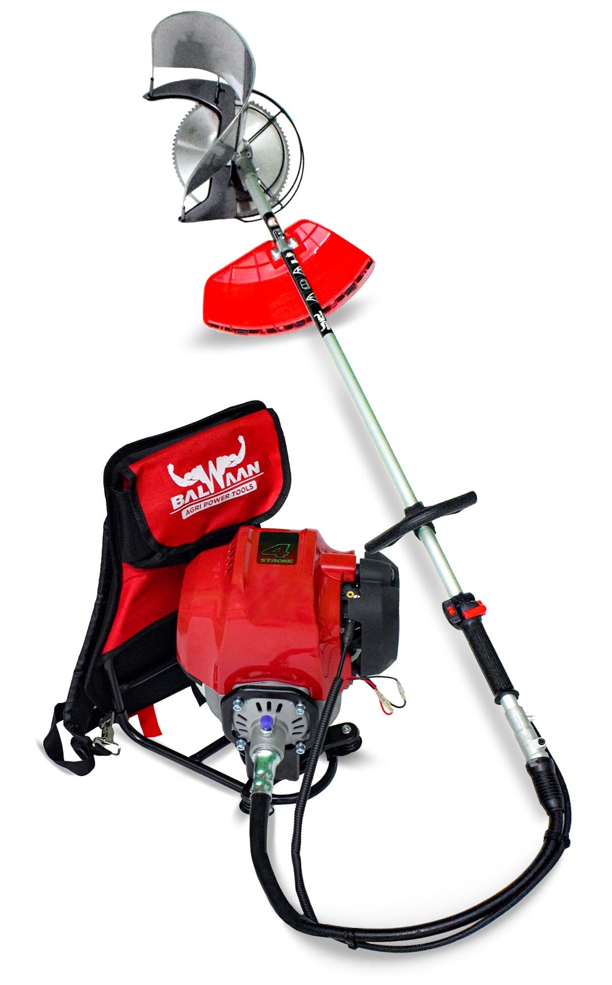 Balwaan Back Pack Brush Cutter Bx-50B | 50cc 4 Stroke Petrol Operated Crop Cutter Machine | Backpack Design for Comfortable Operation for Harvest Paddy & Wheat