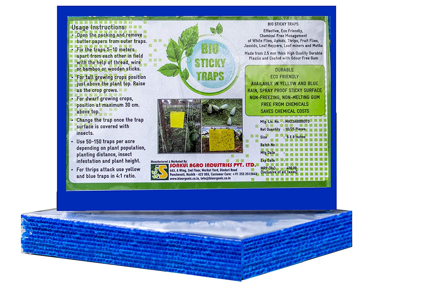 Sonkul Jumbo Blue Sticky Trap - 12 x 8 inches (10 Pieces)