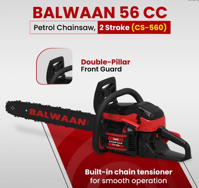 Balwaan Petrol Chainsaw | 56cc 2-Stroke Engine | 22-Inch Bar | CS-560