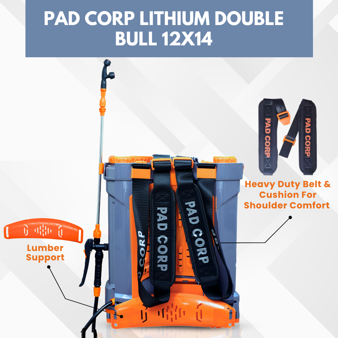 Pad Corp Lithium Double Bull Battery Sprayer, 18L Tank, 12Vx14AH Battery