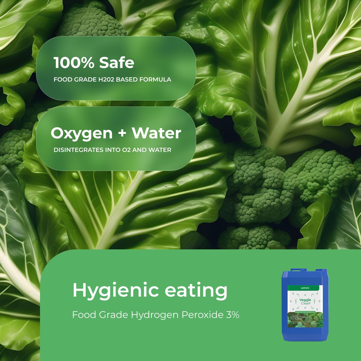 Wesol Vegetable Wash Liquid Hydrogen Peroxide 3% w/w - 5L