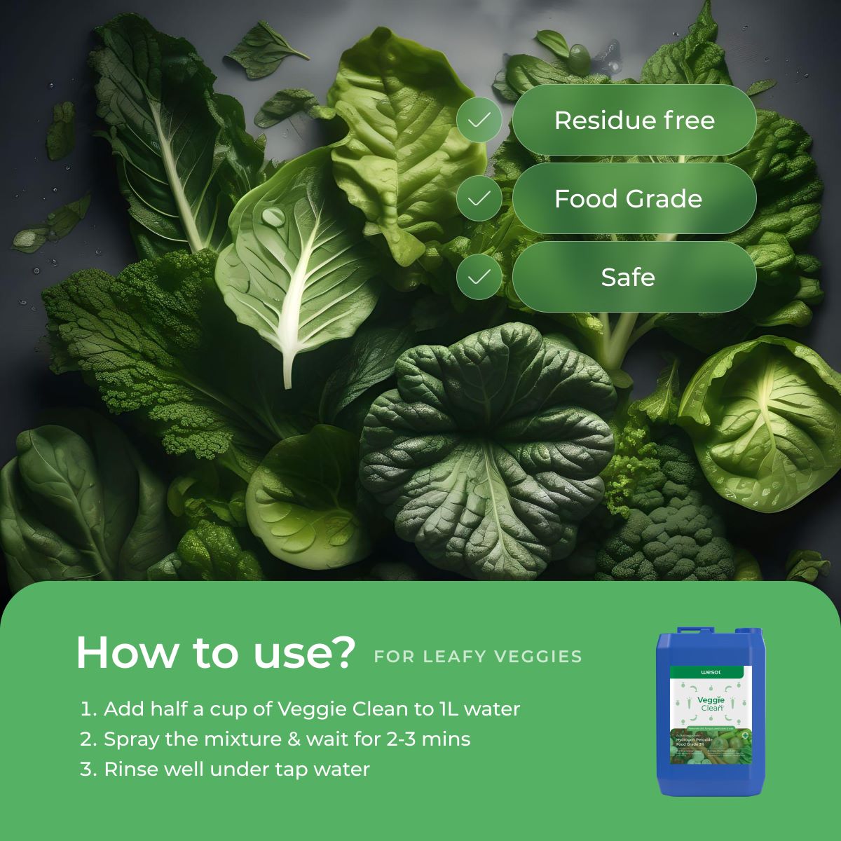 Wesol Vegetable Wash Liquid Hydrogen Peroxide 3% w/w - 5L