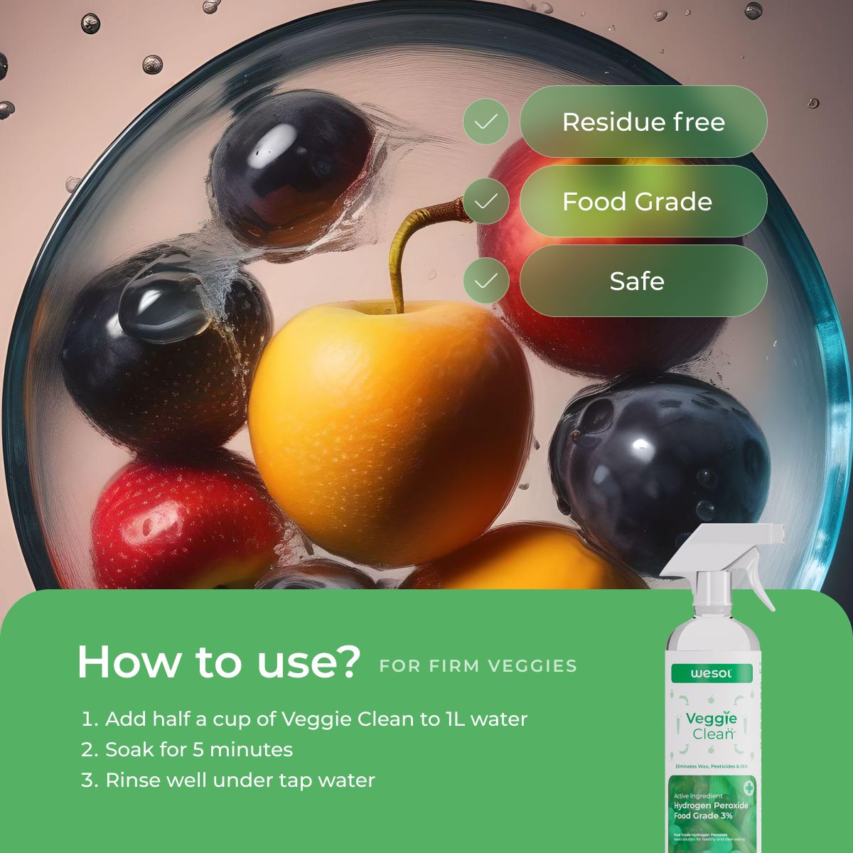 Wesol Vegetable & Fruit Wash Liquid - 500 ml