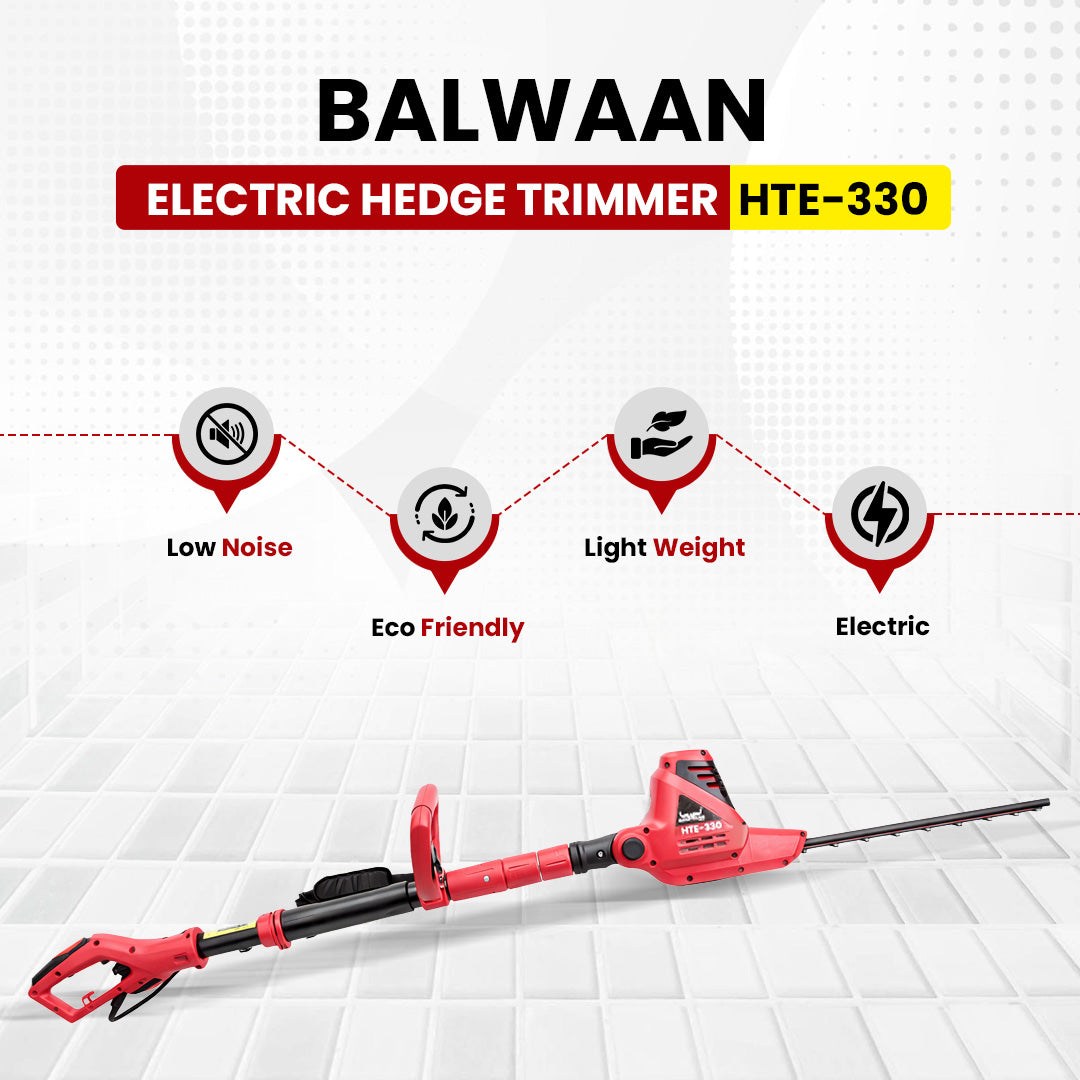 Balwaan Krishi Electric Pole Hedge Trimmer | 450W Electric Hedge Cutter | 16-Inch Blade | Adjustable Head | Lightweight, Low Noise Hedge Trimmer for Garden, Park & Tall Hedges | HTE-330