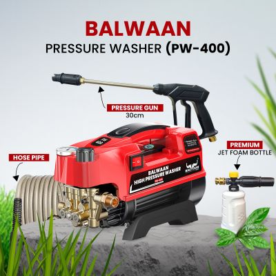 Balwaan Krishi Pressure Washer (Adjustable) Brass Coated Pump, 1800w Motor, Bend Lance for Car Wash & Cleaning Purpose|PW-400
