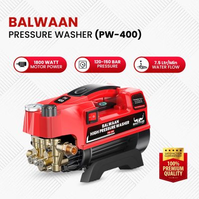 Balwaan Krishi Pressure Washer (Adjustable) Brass Coated Pump, 1800w Motor, Bend Lance for Car Wash & Cleaning Purpose|PW-400