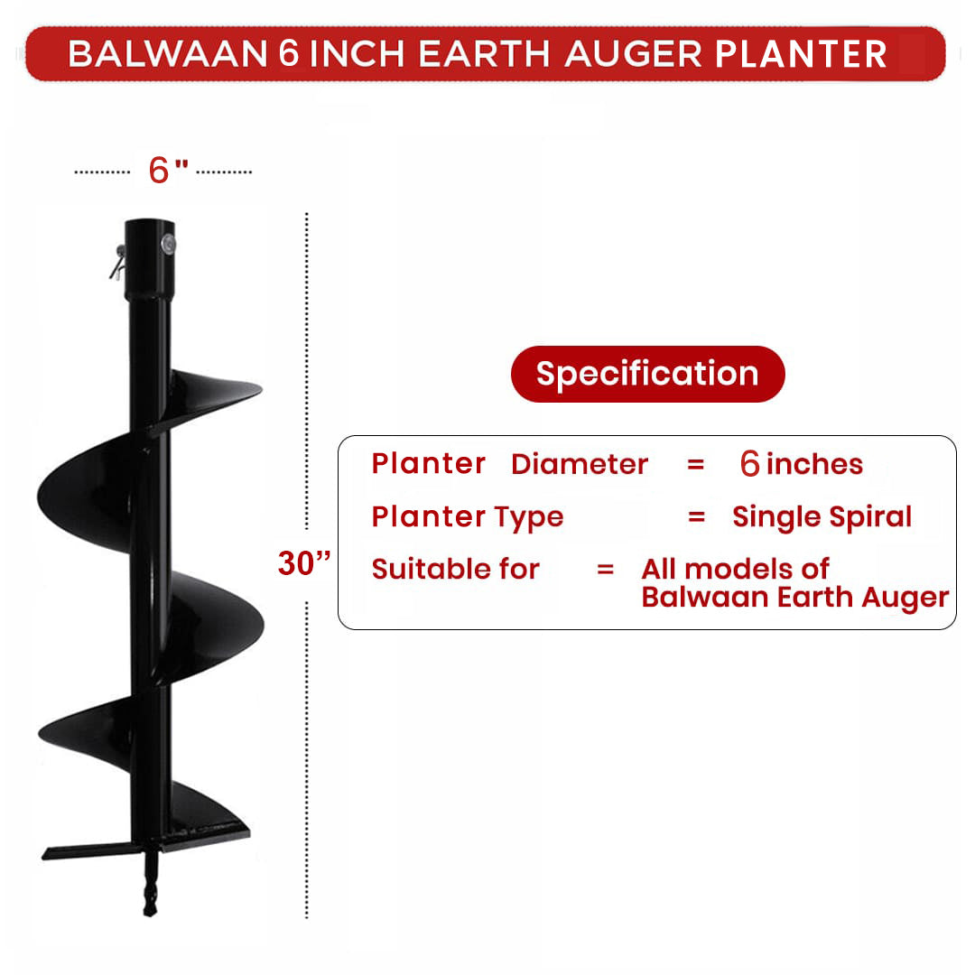 Earth Auger Planter 6 inch Single Spiral PT-6