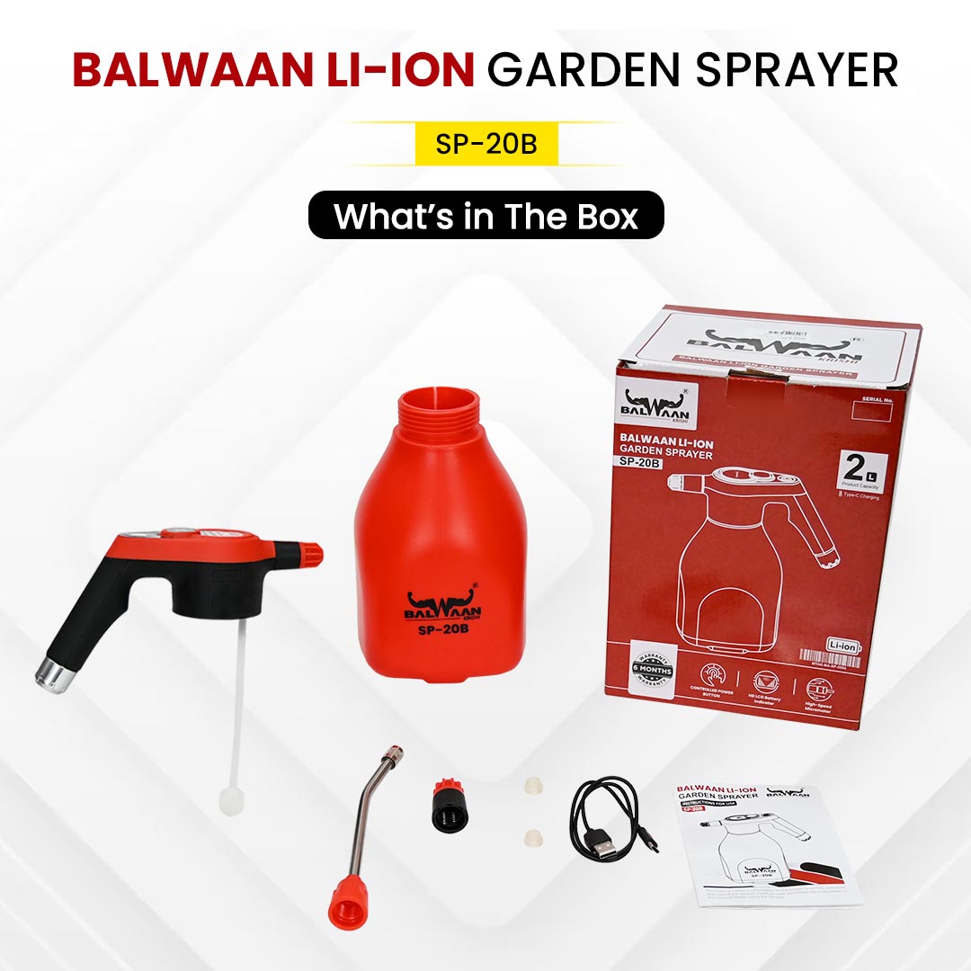 Balwaan Li-ion Battery Sprayer (2 Liters) SP-20B | Automatic Watering Can for Garden | Li-ion Battery Powered Spray Bottle | Useful in Irrigation & Pest Control in Farm