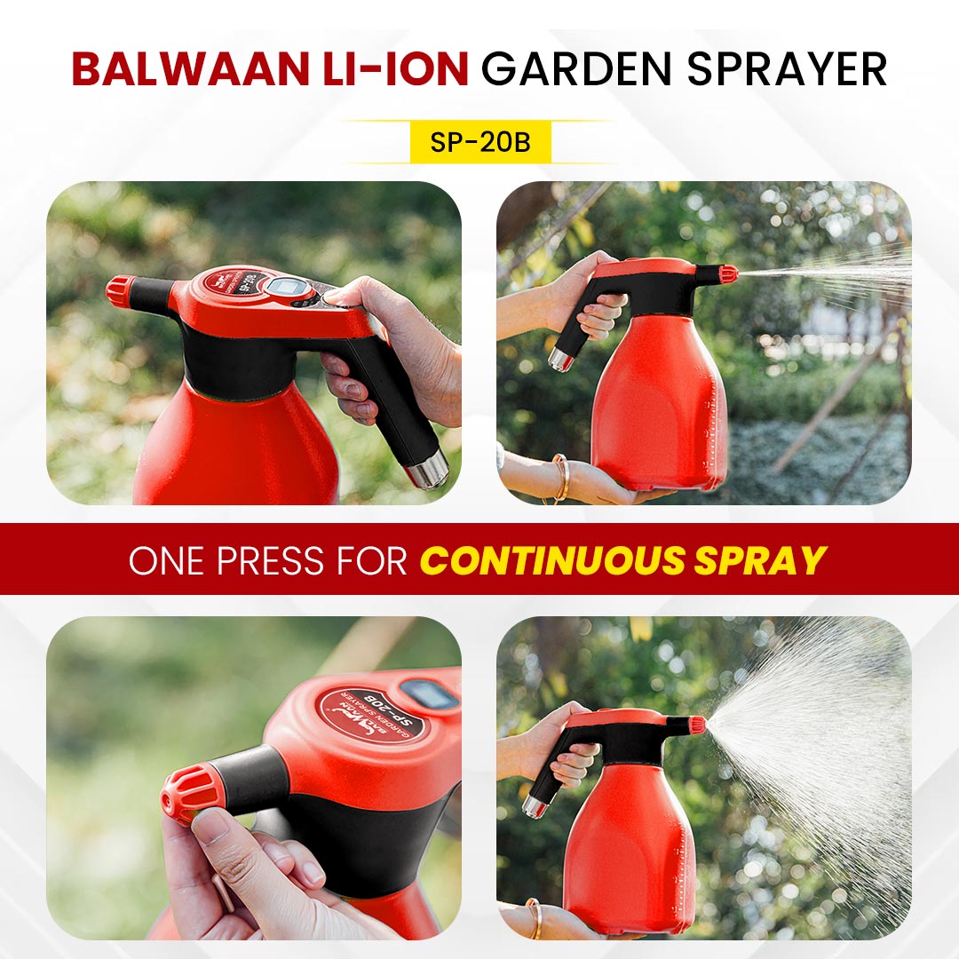 Balwaan Li-ion Battery Sprayer (2 Liters) SP-20B | Automatic Watering Can for Garden | Li-ion Battery Powered Spray Bottle | Useful in Irrigation & Pest Control in Farm