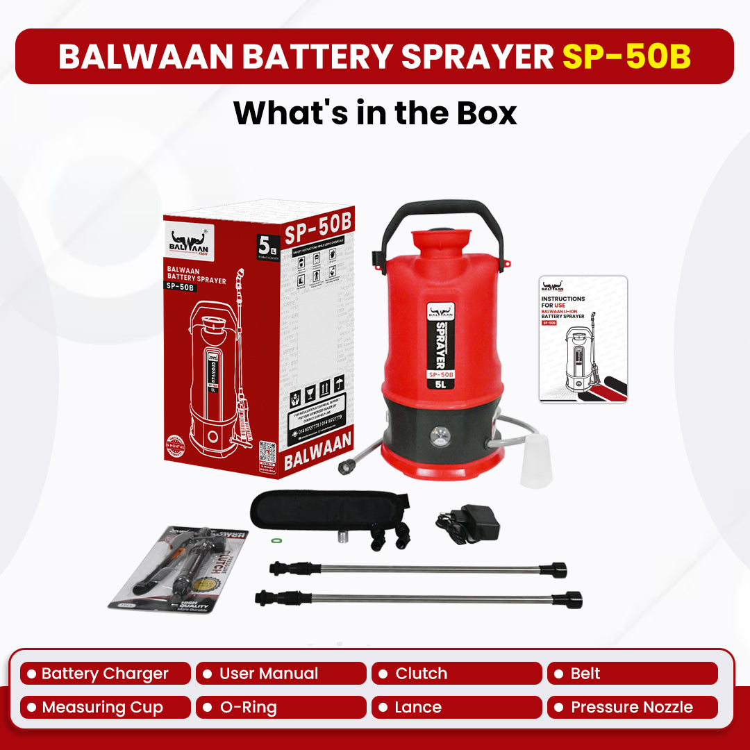 Balwaan Li-ion Battery Sprayer (5 Liters) SP-50B | Battery Operated High-Pressure Sprayer with 5 Litre Tank Capacity | Ideal for Gardening, Agriculture, Lawn Care and Household Cleaning