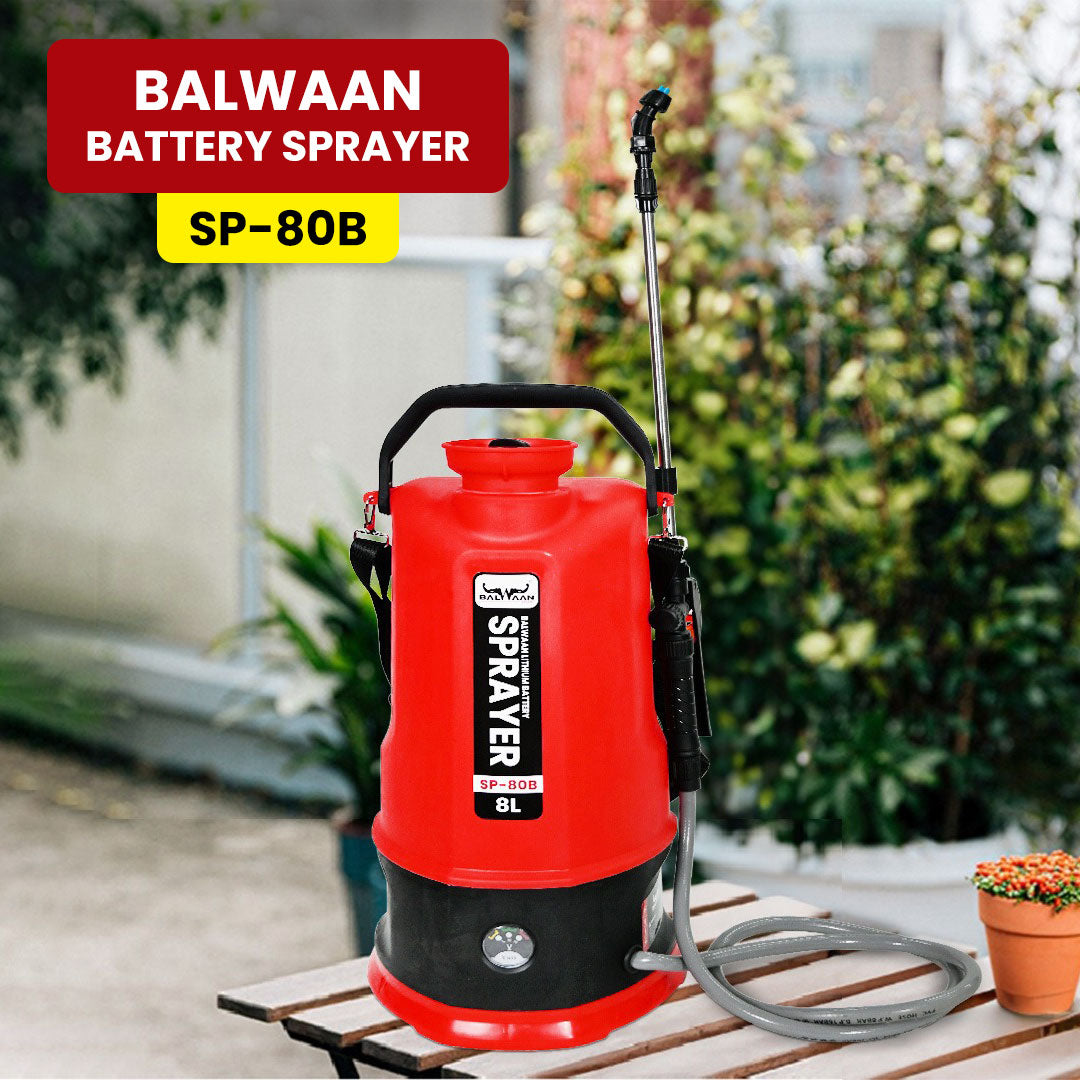 Balwaan Li-ion Battery Sprayer (8 Liters) SP-80B | 12 Volts x 2.6 Ampere Battery Garden Spray Pump, 8 Litre Tank Capacity Suitable for Garden Pest Control, Agricultural Sprayer Pump for Farm