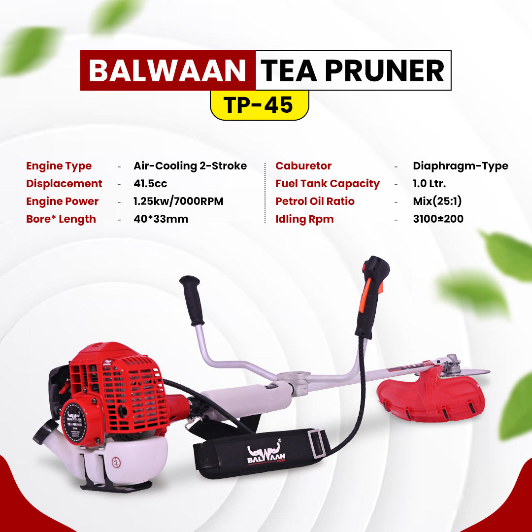 Balwaan Krishi Tea Pruner, Powerful Petrol Engine 41.5cc 2 Stroke with 100-Teeth Carbide Tip Alloy Blade Suitable for Tea Pruning & Harvesting|TP-45